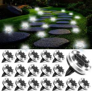 lot 2045 image: SenLuKit 18 Pack Outdoor Solar Ground Lights with 4 Side Light Cool White