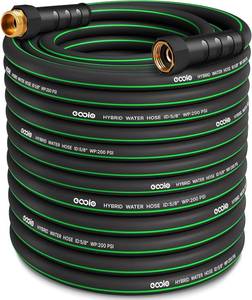 lot 2050 image: Heavy Duty Garden Hose 100ft, NON-EXPANDABLE Flexible Water Hose, Kink Resistant Lightweight Hybrid Hose, Leakproof Hose Male to Female Fittings