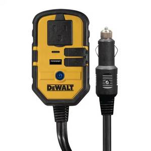 lot 2060 image: DEWALT 140-Watt Portable Car Power Inverter with Dual USB Ports