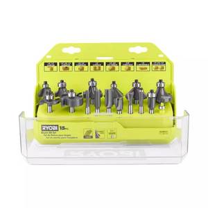 lot 2061 image: RYOBI Shank Carbide Router Bit Set (15-Piece)