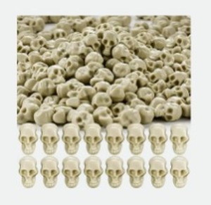 lot 2085 image: IAIHBBLY 150 Pcs Halloween Mini Skull Heads,Plastic Miniature Figurines Skulls Ornamets Small Skeleton Head Decorations for Halloween Vase Filler Pranks Table Decoration