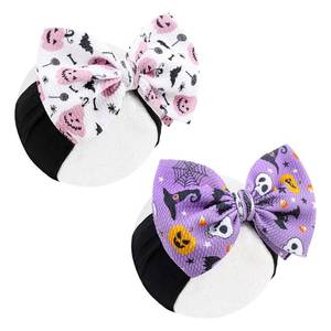 lot 2118 image: Halloween Baby Girl Bows Headbands with Bows for Newborn Elastic Nylon Halloween Hairbands Hair Accessories 2 PCS