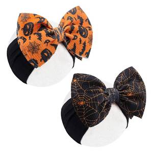 lot 2120 image: Halloween Baby Girl Bows Elastic Nylon Halloween Hairbands Hair Accessories Headbands with Bows for Newborn 2 PCS