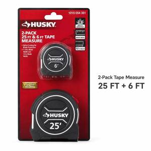 lot 2179 image: 2-Pack Measuring Tape Set for Construction, Engineering & Home Projects, 25 FT Heavy-Duty Wide Blade  6 FT Compact Tape
