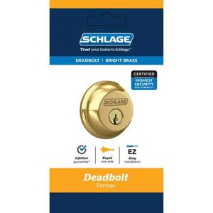 lot 2187 image: Schlage Bright Brass Zinc Single Cylinder Deadbolt