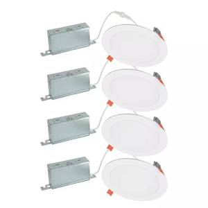 lot 2191 image: HALO HLBSL 6 in. Adjustable Canless Integrated LED Recessed Light, 900 Lumens, 5CCT, White (4-Pack)