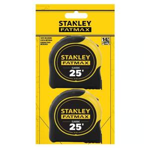 lot 2195 image: Stanley FatMax 25 ft. L X 1-14 in. W Tape Measure Set 2 pk