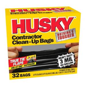 lot 2216 image: Husky 42 Gal. Heavy Duty Clean-Up Bags (32-Count)