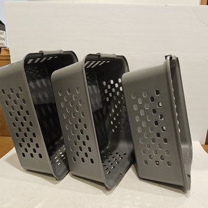 lot 2218 image: Set of 3, Plastic Storage Basket Medium Size Gray, Organizer Bin for Shelves, Closet, Bathroom and Kitchen, Multipurpose Storage Basket for Home Organization