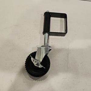 lot 2220 image: 1-Pack 4 in. Black Rubber Swivel Spring Loaded Gate Caster with Brake for Fence or Wooden Door 250 lbs. Load. Hardware not included