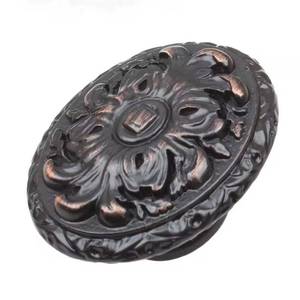 lot 2239 image: 2 in. Dia Oil Rubbed Bronze Old World Ornate Oval Cabinet Knob (10-Pack)