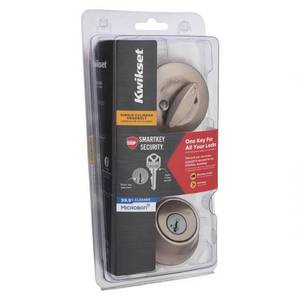 lot 2242 image: Kwikset SmartKey Security Satin Nickel Metal Single Cylinder Deadbolt