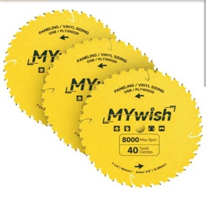 lot 2261 image: MYWISH 7-14 in. 40-Tooth Smooth Finish Circular Saw Blade Value Pack (3-Pack)