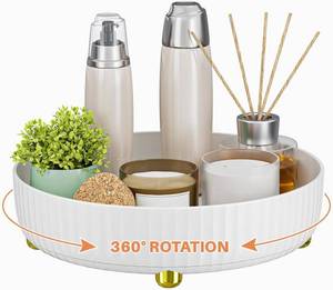lot 2305 image: Bathroom Organizers and Storage,Rotating Makeup Organizer Tray for Perfume,Skincare,Cosmetics and Bathroom Storage,Lazy Susan Organizer,White