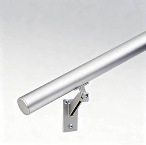 lot 3023 image: 2 FT Handrails Kit for Indoor Outdoor Stairs Modern Aluminum Handrail Set 1.4 Diameter Bar,Adjustable 304 Stainless Steel Brackets Included Rust Free. (Anodized Shiny Silver, 2 FT)