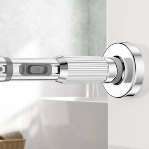 lot 3027 image: MEXAU Tension Curtain Rod 41-126, Heavy Duty Silver No Drill Shower Rod