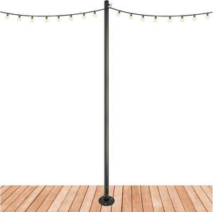 lot 3032 image: Premium String Light Pole - 1 Pack - Extends to 10 Feet Deck Mount (WoodConcrete)