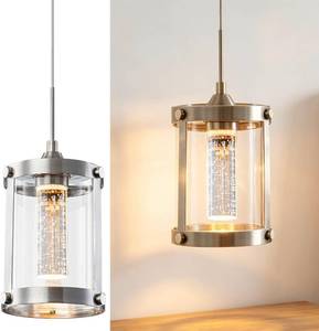 lot 3049 image: foucasal Brushed Nickel Modern LED Pendant Light for Kitchen Island