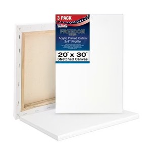 lot 3066 image: U.S. Art Supply 20 x 30 inch Stretched Canvas 12-Ounce Triple Primed, 2 Pack - Professional Artist Quality White Blank 34 Profile, 100% Cotton, Heavy-Weight Gesso - Acrylic Pouring, Oil Painting