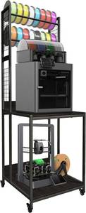 lot 3074 image: $140 3D Printer Stand with Double Layer 3D Printer Filament Storage Rack, TR22 Heavy Duty Mobile Printer Table with Wheels for Studio Office Storage and Organization