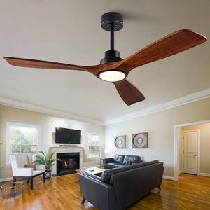 lot 3079 image: $104 QUTWOB New Ceiling Fan With Light (Black  Walnut, 52 inch, With Light)