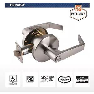 lot 1078 image: Heavy Duty Commercial Cylindrical Privacy (bedbath) Lever ADA UL 3-Hour Fire ANSI Grade 2 Satin Chrome