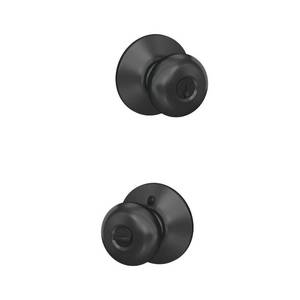 lot 1080 image: Schlage F-Series Plymouth Matte Black Entry Knobs Right or Left Handed