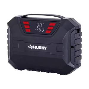 lot 1081 image: Husky 12-Volt DC Compact Quick Flow Air Compressor Air Pump Inflator with Digital Pressure Gauge, LED Light and Auto Shut Off