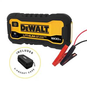 lot 1083 image: $169 DEWALT 1800 Peak Amp Lithium Jump Starter with USB Power Bank and Carrying Case