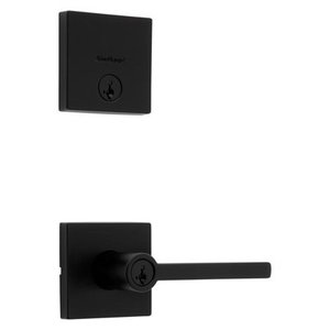 lot 1084 image: Kwikset Halifax Matte Black Zinc Lever and Single Cylinder Deadbolt