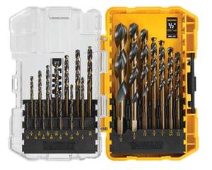 lot 1113 image: DEWALT 21-Piece Assorted Black and Gold Coated Hss Jobber Length Twist Drill Bit Set