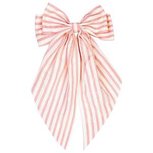 lot 272 image: JGQUR Large Satin Hair Bows for Women 1Pack �� Oversized Long Tail Bow Hair Clips, Elegant Hair Accessories Bow Barrettes, Great Gift for Girls (Striped PinkWhite) - Retail $7