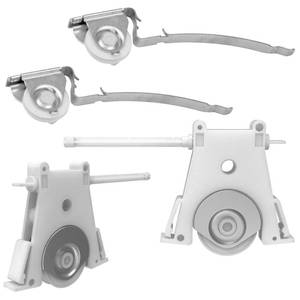 lot 280 image: 2 Pair Gliding Screen Door Roller Assembly Fits for Andersen Upper PN #1997063 & Lower PN #1997310 (1991 to Present), 1-14 Nylon Concaved Wheels, Edge Adjustable - Retail $20