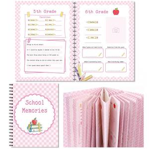 lot 311 image: Gersoniel School Memory Book Scrapbook Album Keepsake Photo Album First and Last Day Memory Book Back to School Gifts for Girls Boys(Pink) - Retail $14