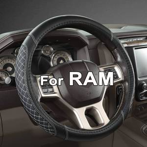 lot 347 image: West Llama Customized Auto Car Steering Wheel Cover for Dodge RAM 1500 2500 3500, 15.5-16 inch (Diamond Quilted-BlackGray-Large Size) - Retail $20