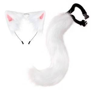 lot 348 image: HAOAN Faux Fur Fox Tail and Clip Ears Kit Werewolf Costume Halloween Cosplay - Retail $20