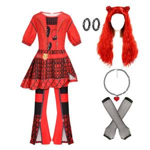 lot 372 image: RUXINRUA 4-13 Years Rise of Red Girls Cosplay Costume Sets, Role Playing Outfits Halloween Theme Birthday Christmas Carnival Party Events School Plays Dress Up with Wig (5-6 years) - Retail $37