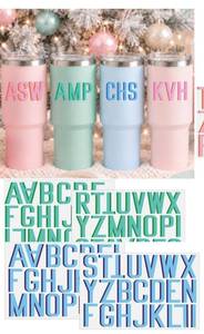 lot 382 image: ForraFun 4 Sheet Personalized UV DTF Monogram Sticker,Normal,Pastel Mix - Retail $10