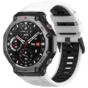 lot 388 image: hengkang Watch Bands Fit for Amazfit T-Rex 3, Durable Fashionable Silicone Replacement Band Straps Wristbands Bracelet Fit for Amazfit T-Rex 3 Smart Watch (White) - Retail $9