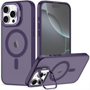 lot 390 image: Nvollnoe for iPhone 16 Pro Max Case Compatible with MagSafe,Military Grade Shockproof Heavy Duty Protective Adjustable Kickstand Matte Semi Clear Phone Case for iPhone 16 Pro Max(Deep Purple) - Retail $16