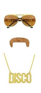 lot 458 image: TUOFLY Disco Wig 3Pcs Set ( Glasses Necklace Mustache) 70S Costumes Afro WiMenHalloween Disco Party - Retail $21