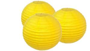 lot 470 image: Pack of 3 Round Paper Lanterns Lamp Wedding Birthday Party Decoration (Yellow, 1435CM) - Retail $12