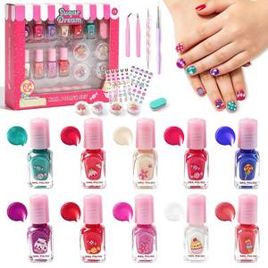 lot 473 image: M&U Sugar Dream Kids Nail Polish Set, 10 Water-Based Peel-Off Colors - Retail $9