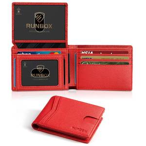 lot 497 image: RUNBOX Wallet for Men -Slim RFID Leather Mens Bifold Wallets 2 ID Window With Gift Box Mens Accessories - Retail $30