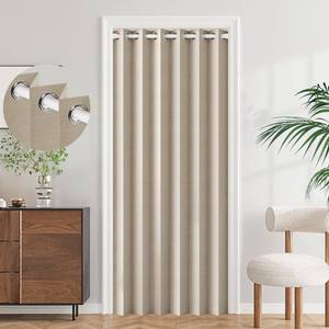 lot 506 image: HMYI 100% Blackout Magnetic Folding Door Curtain for Doorway Pleated Curtains Room Divider Drapes, Accordion Style Closet Curtains for Open Closet, 1 Panel, W45 x L80, Tan - Retail $24