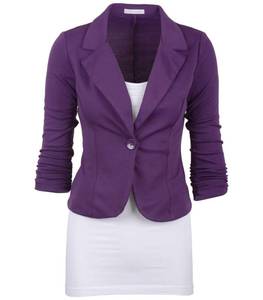 lot 522 image: Aulin� Collection Womens Casual Work Solid Color Knit Blazer Plum 3X - Retail $35