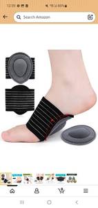lot 47344 image: Compression Arch Support Plantar Fasciitis Orthotic Support Sleeves for Men and Women, Foot Arch Relief for Flat Feet, Fallen Arches, Low Arch, High Arch, Foot Swelling - Retail $10