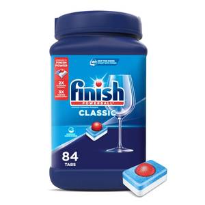 lot 47345 image: Finish Powerball Dishwasher Pods, Wrapper Free Dish Detergent, 84ct. ABOUT 50% USED. - Retail $16