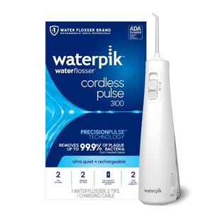 lot 47352 image: Waterpik Cordless Pulse 3100 Portable Water Flosser, Rechargeable, White - Retail $50