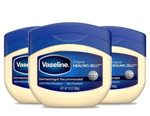 lot 47362 image: Vaseline Original Petroleum Healing Jelly for Dry Cracked Skin 13oz 3ct - Retail $15